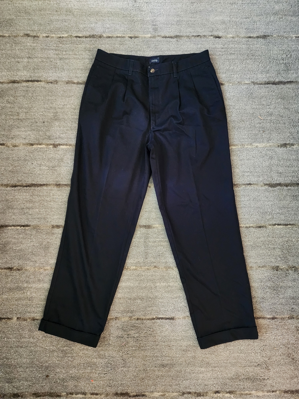 Izod Dark Navy Pleated Chinos with Cuffed Hem